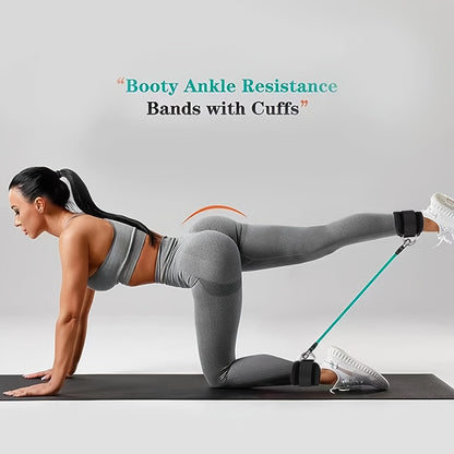 Adjustable Ankle Resistance Bands Set With Ankle Strap, Home Gym Booty And Leg Strength Training Equipment, Glute Kickback Straps