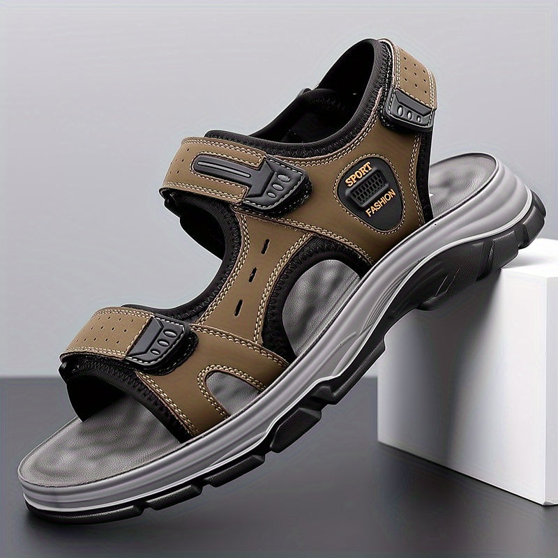 Men's Outdoor Sport Sandals, Athletic Open Toe Walking Sandals with Adjustable Hook and Loop Straps, Comfortable Cushioned Non-Slip Sole for Hiking, Beach, Travel, and Summer Water Activities