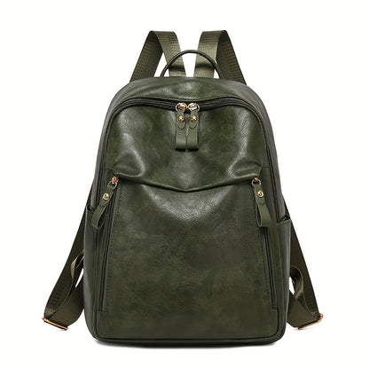 Women's Stylish Backpack with Adjustable Shoulder Straps & Golden-Tone Hardware - Zipper Closure, Multiple Compartments for, Travel, Shopping, Work - Christmas Gift (Deep Brown/Green/Black)