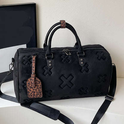 Stylish Tote Bag for Travel - Large Capacity Durable Textured Design, Perfect for Gym, Vacation & Business Trips, Black, Versatile Carryall, Modern Handbag, Sturdy Handles, Spacious Handbag, Frequent Travelers, Sleek Handbag,