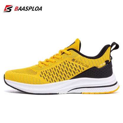 Baasploa Men's lightweight running shoes, mesh shoes with lace-up style, outdoor sports tennis shoes, lightweight and breathable, suitable for daily wear