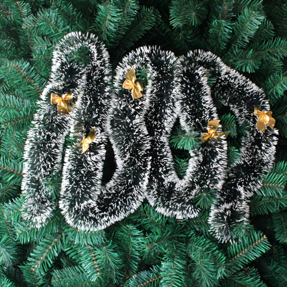6.56ft Christmas Rattan, Dark Green And White Edge Christmas Decoration Strips, Wedding Celebration Holiday Decoration Snowflakes, 3.54inch Diameter