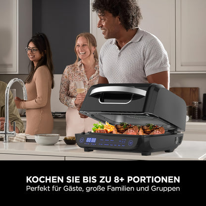8-in-1 Grill Hot Air Fryer, 6L Capacity Airfryer, Electric Grill with Touch Control, 120-Minute Timer, 1700W, Black