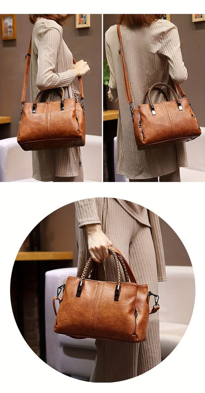 Big Bag 2025 Four Seasons Versatile Handbag Fashion Office Bag Texture Soft Boston Single Shoulder Crossover Large Capacity Women's Bag