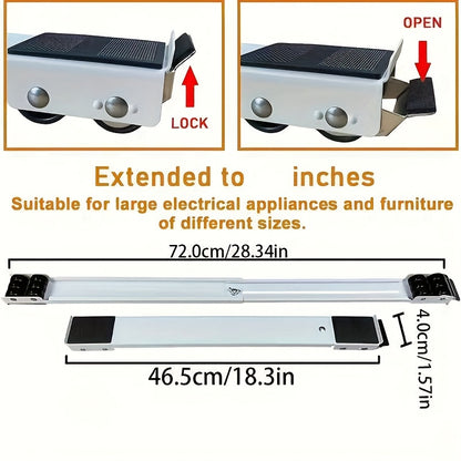 2pcs Heavy-Duty Plastic Furniture Movers with 360° Swivel Casters - 46.5cm to 72cm Height Adjustable, 18.3in to 28.3in Width, 4cm Thickness for Washing Machines, Dryers, Appliances &amp; Home Furniture, Furniture Movers, Laundry