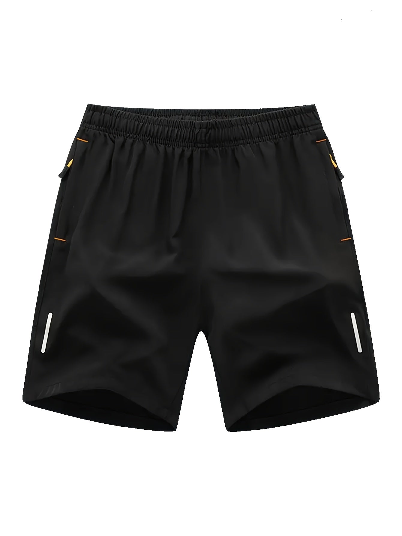 4pcs Men'S Reflective Striped Athletic Shorts - Breathable Quick-Dry Summer Workout Shorts with Pockets, Beige, Navy Blue, Black, Tennis & Gym Shorts for Men, Gym Shorts, Sporty Design, Quickdry Fabric