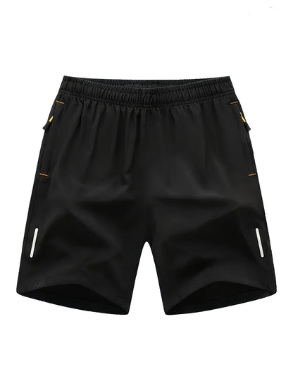 4pcs Men'S Reflective Striped Athletic Shorts - Breathable Quick-Dry Summer Workout Shorts with Pockets, Beige, Navy Blue, Black, Tennis & Gym Shorts for Men, Gym Shorts, Sporty Design, Quickdry Fabric