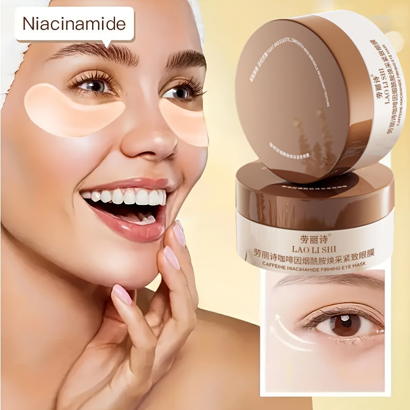 60pcs Caffeine & Peptide Eye Masks - Hyaluronic Acid & Niacinamide Infused, Firming & Radiant, Moisturizing for All Complexions, Alcohol-Free Gel Eye Patches