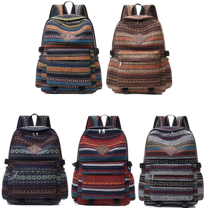 2025 Vintage Style Backpack with Adjustable Straps, Multiple Compartments in Brown, Red, Blue and Gray, Large Capacity Travel Backpack and Daypack, Travel Backpack