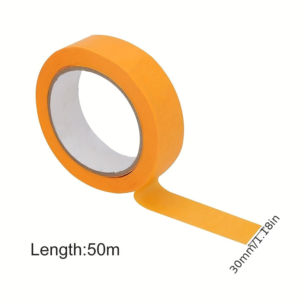 20pcs Orange Painter's Tape, 30mm x 50m - Removable Adhesive for Walls, Automotive, and Home Decor, No Solution Needed, Strong Bond to Concrete Surfaces, Wall Sticker | Consistent Width | Strong Adhesive