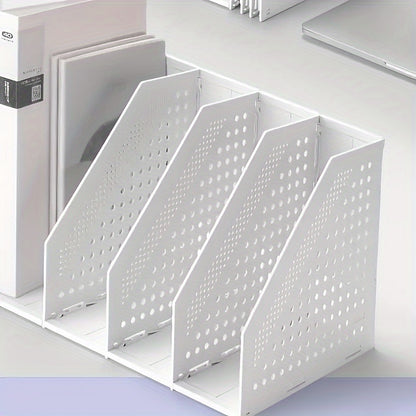 Retractable 4-Compartment Bookshelf File Storage Box: Desk Necessities & Data File Organizer for Office Furniture, School Learning & Decoration Storage Stationery