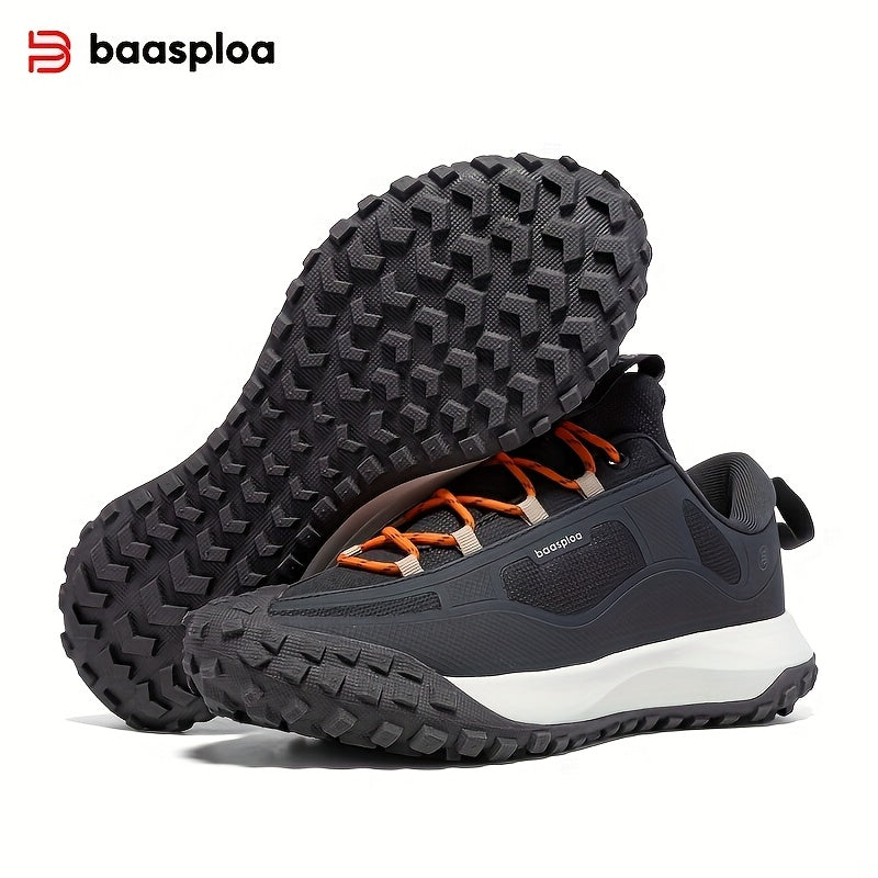 BAASPLOA Men'S All-Season Hiking & Outdoor Walking Shoes - Casual Lace-Up Camp Sneakers, Solid Fabric Upper, Breathable Inner, Non-Slip MD Sole, Low Top, for Daily Leisure Activities