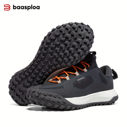 BAASPLOA Men'S All-Season Hiking & Outdoor Walking Shoes - Casual Lace-Up Camp Sneakers, Solid Fabric Upper, Breathable Inner, Non-Slip MD Sole, Low Top, for Daily Leisure Activities