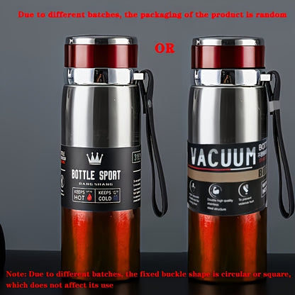 1pc 800ml/27oz High Quality 316 Stainless Steel Insulated Water Bottle with Hanging Rope, Chinese Style Gift Drinking Cup, Keeps Cold for 24 Hours or Hot for 10 Hours