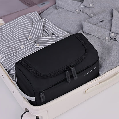 1pc Large Capacity Oxford Cloth Makeup Bag - Multi-Compartment Travel Organizer with Durable Black & Navy Blue Design, Portable Handheld Storage for Cosmetics, Toiletries & Accessories, Cosmetic Storage Organizer, Secure Zipp