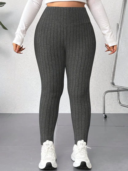 Plus Size, Women's High-Waisted Skinny Leggings - Non-See-Through Stretchy Pants, Machine Washable Tight Pants for,, Everyday Outfits - Plus Size Friendly & Casual Leggings