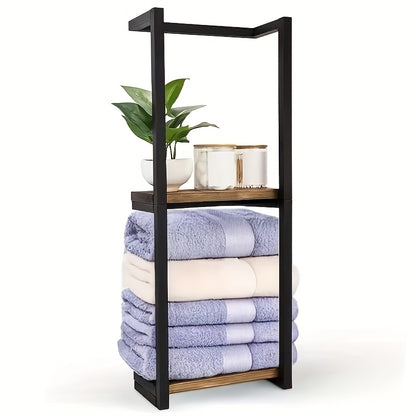 2-Layer Iron Wall-Mounted Towel Rack, French Country Style Bathroom Storage Rack, No Electricity Required, Durable Iron Material