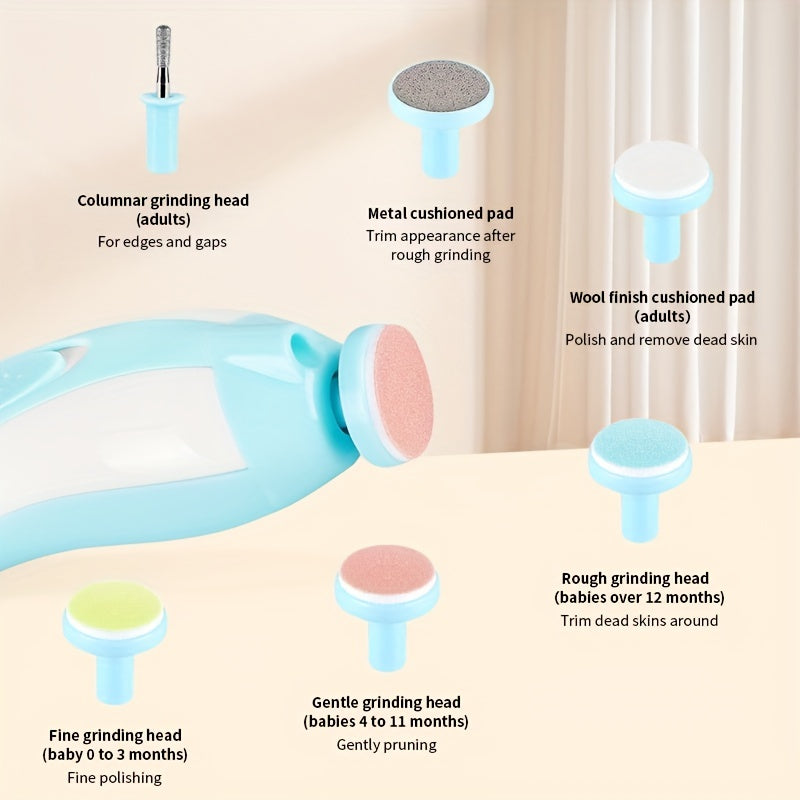 Corta-Unhas Elétrico para Bebé, 6 em 1, Seguro, com 6 Lixas e Luz LED, Kit para Aparar e Polir Unhas dos Pés de Recém-Nascidos, Bebés, Crianças e Adultos - Ideal para Oferecer no Natal, Halloween e Dia de Ação de Graças.