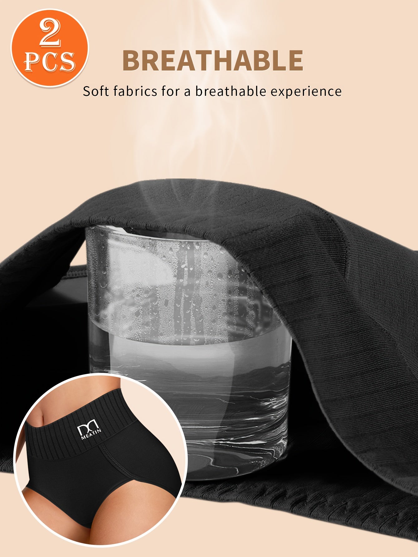 2-Pack Women'S High-Waisted Panties, Soft Fit Triangle Underwear, Breathable and Light Beige-Friendly