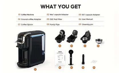 CAFELFFE Multifunctional Capsule Coffee Machine | Italian Espresso Machine | Hot and Cold Use | Quick Heating | Compatible with NES Capsules, DG Capsules, ESEpod | Automatic Coffee Maker for Home and Office | Great Gift for D