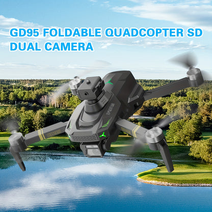Drone Quadricóptero GD95 (1 unidade), Dobrável - Fácil de Transportar, Câmara Dupla SD HD - Estabilização de Imagem, com Função de Voo Estacionário por Fluxo de Luz e Desvio de Obstáculos, Presente de Aniversário - Presente de Natal