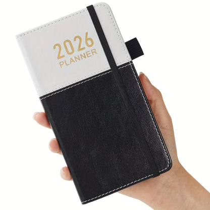 2026 Compact Planner, January 2026 to December 2026. Small monthly and weekly calendar, wallet size, 9.65 cm x 17.78 cm, with elastic band and pen loop, suitable for homeschooling or a Halloween gift.