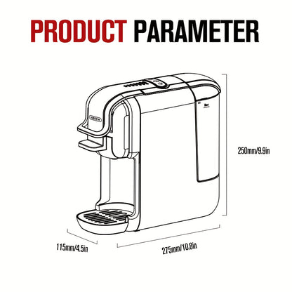 HiBREW 5-in-1 -in-One Coffee Machine: Espresso, Cappuccino, Latte, Drip, Capsule & Ground Coffee Maker with ESE/NS/DS/K-Cup Pods, 1450W System, Semi- Operation, European Plug (220-240V), Coffee Maker Machine, Espresso Coffee