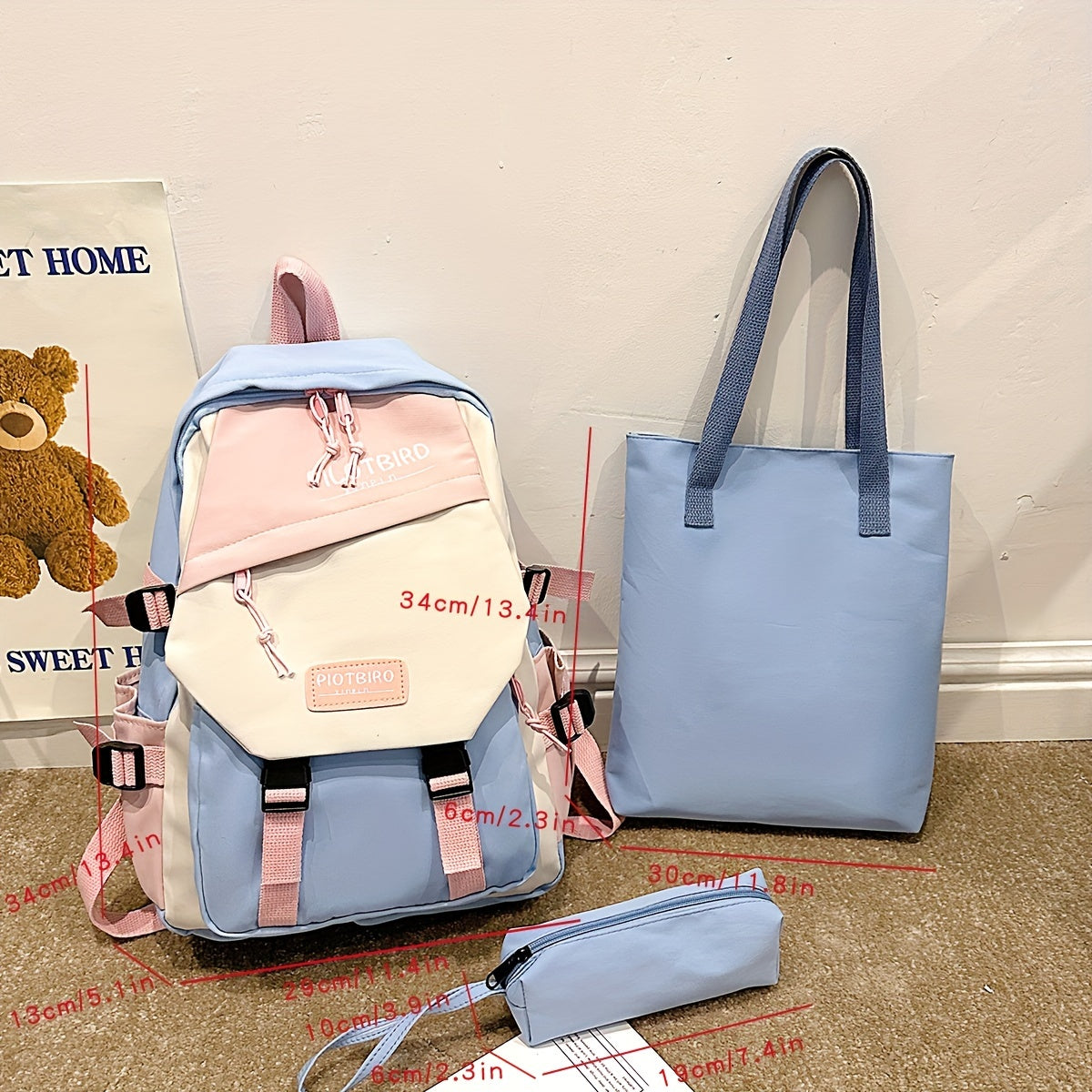 Aesthetic Color Contrast Travel Backpack, Large Capacity Flap Schoolbag, Japanese Preppy Style Bookbag For Students Back To School