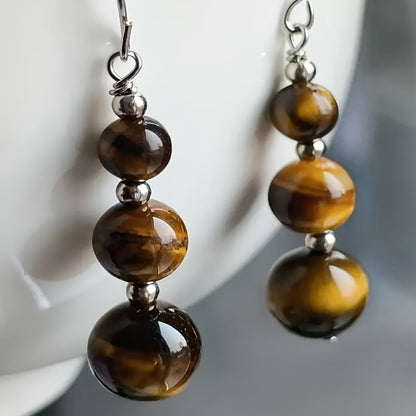 1Pair Handmade Natural Stone Earrings,Tiger Eye Bead Earrings,Aventurine Earrings,Carnelian Earrings for Women in Bohemian Style, Valentine's Day Gift