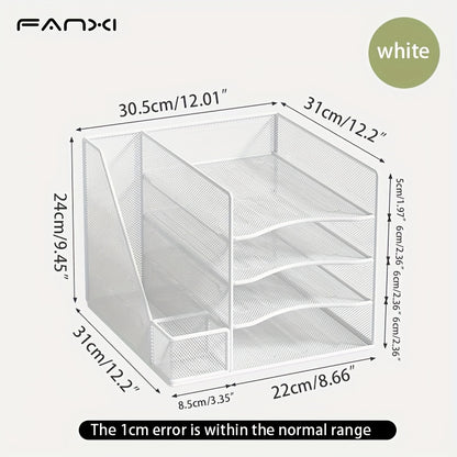 Iron Paper Organizer, Letter Tray, Document Data Bookend, Desk File Organizer, for Office, Home or School