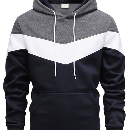 Men's Color Block Hoodie - Casual Graphic Design Pullover With Kangaroo Pocket For Winter And Fall Streetwear - Great Gift