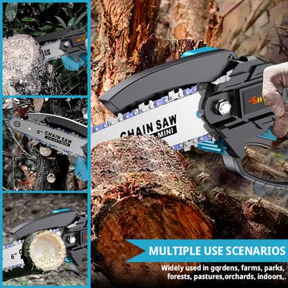 2025 New Cordless Mini Chainsaw, Lightweight and Portable Electric Tree Trimmer, Equipped with Splash Guard, Safety Lock, Rechargeable Battery and Safe Finishing, Can Quickly Cut Tree Branches, Yards, Houses and
