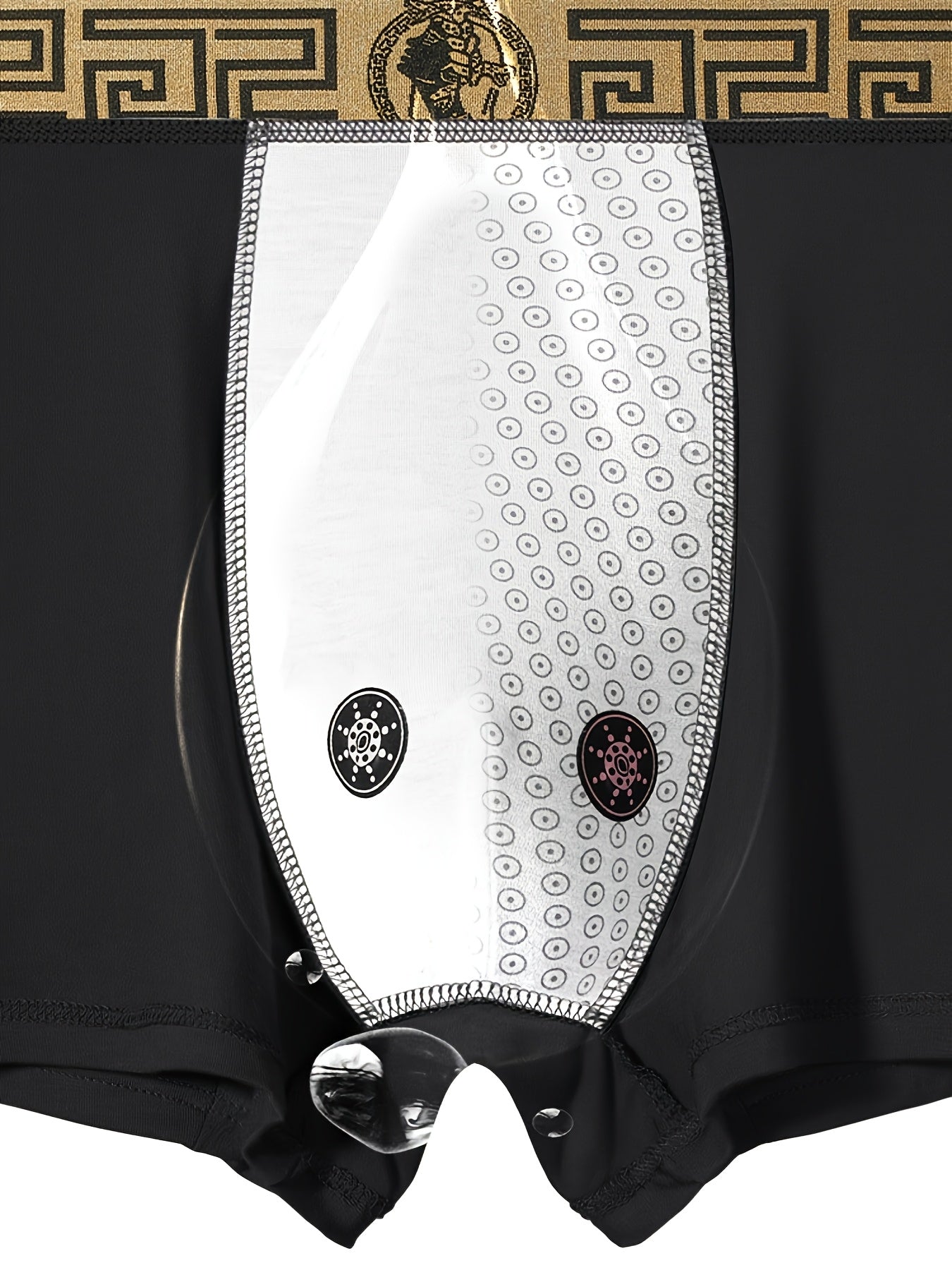 Conjunto de 4 Cuecas Boxer Pretas e Douradas - Viscose Macia e Respirável, Confortável para Uso Diário, Ajuste Slim com Elasticidade, Design em Cor Sólida, Roupa Íntima Casual | Cuecas Boxer | Cuecas Boxer para Oferta