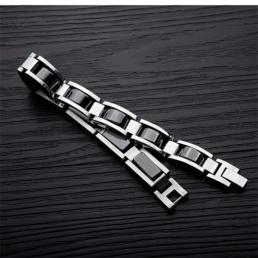 304 Stainless Steel Bracelet, Black Electroplated Unique Design - Perfect holiday birthday gift for dad and elders at Christmas. Includes Removal Tool; Also suitable as a women's/unisex accessory, Christmas Gift