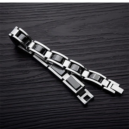 304 Stainless Steel Bracelet, Black Electroplated Unique Design - Perfect holiday birthday gift for dad and elders at Christmas. Includes Removal Tool; Also suitable as a women's/unisex accessory, Christmas Gift