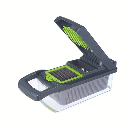 16pcs All-in-One Vegetable & Onion Chopper Set with Drainage Basket - Heavy-Duty Manual Food-Grade Stainless Steel Kitchen Chopper with Carrot, Garlic, Potato, Onion, And More - Ideal For Home, Restaurant, Rv, And Kitchen Use