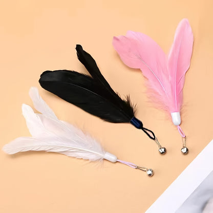 1pc Feather Decor Cat Teaser Stick Toy, Durable Cat Chew Toy With Bell And Suction Cup For Cat Interactive Supply