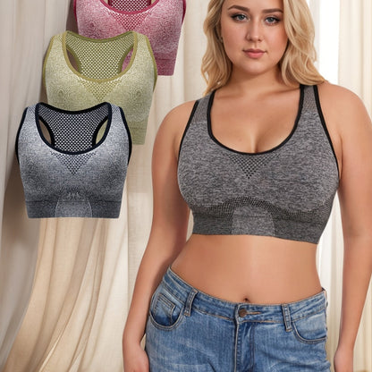 3pcs Breathable Lingerie, Large Size, No Steel Ring, No Trace, Hollow Grid, Thin Sports Yoga Bra, Zero Restriction, Large Size, No Steel Ring, No Trace, Adjustable Bra, One Piece, Thin Sports Yoga Lingerie, Bra, Large Size