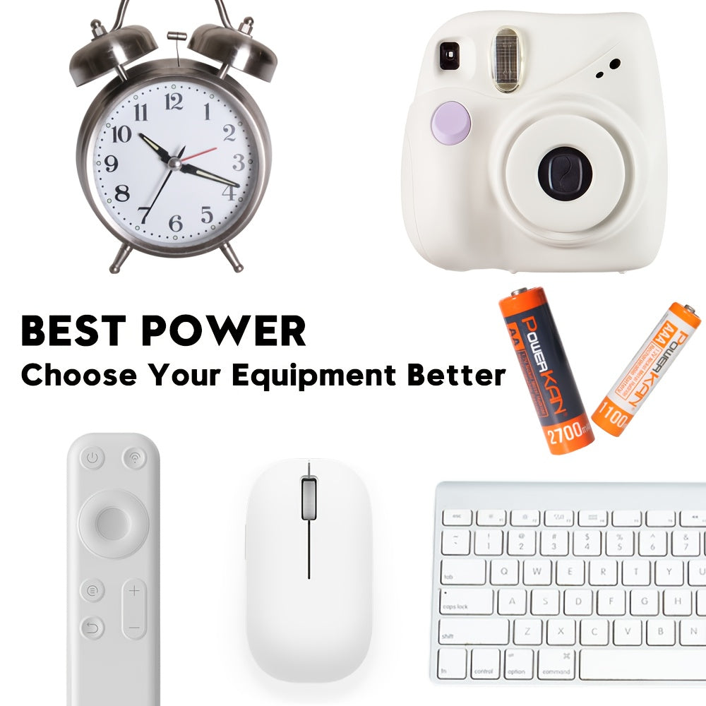 POWERKAN kit (battery + charger), 1.2V NiMH rechargeable AA and AAA batteries + CN8 charger, AA/AAA rechargeable and reusable, suitable for remote controls, alarm clocks, microphones and other household essential electronic d