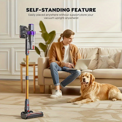 46000Pa/55Min Vacuum Cleaner Cordless, Cordless Vacuum Cleaner Super Quiet, Powerful Cordless Stick Vacuum Cleaner with LED Display/Anti-Tangle Brush, Detachable Battery, Lightweight 1.5L Dust Cup Perfect for Pet Hair, Floor,