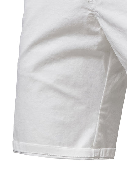 Men'S Classic Solid Color Polyester Short Pants, Casual Golf Wear, Mid Waist, Regular Fit, Slight Stretch Fabric, with Pocket