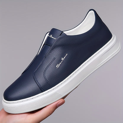 Men'S Navy Blue Slip-On Sneakers - Stylish Low Top Casual Shoes with White Sole, Comfortable Microfiber Upper, Perfect for Daily Outings and Outdoor Activities, All-Season Footwear, Casual Walking Shoes|Stylish Slipon Sneaker