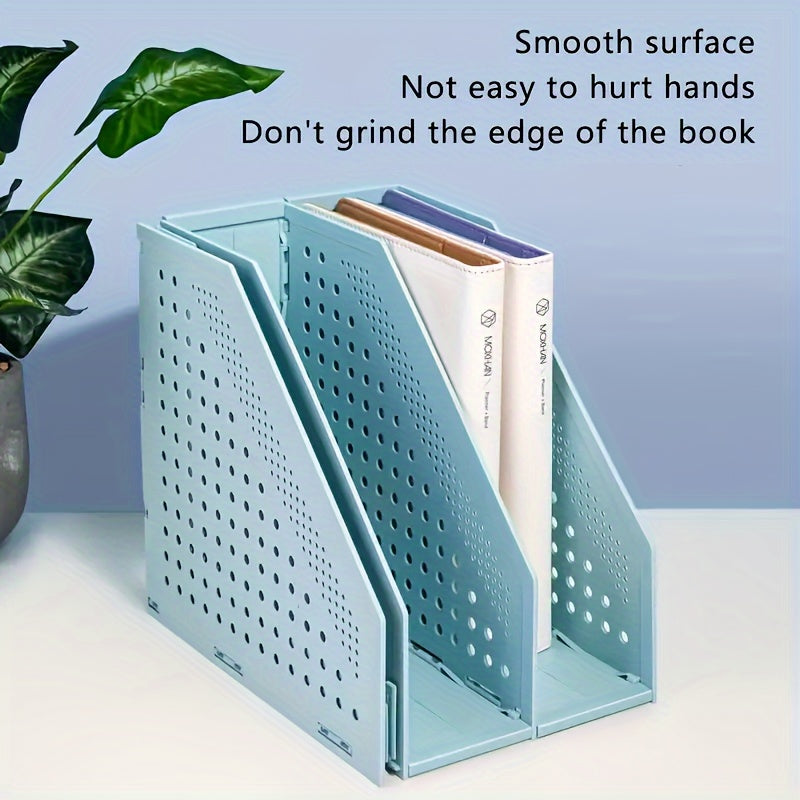 Retractable 4-Compartment Bookshelf File Storage Box: Desk Necessities & Data File Organizer for Office Furniture, School Learning & Decoration Storage Stationery