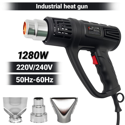 Kit de pistola de ar quente DKEOF 1280W para serviço pesado com definições de temperatura dupla (150°C/650°C), proteção contra sobreaquecimento, aquecimento rápido, cabo ergonómico e construção durável - para encolher PVC e soldar.