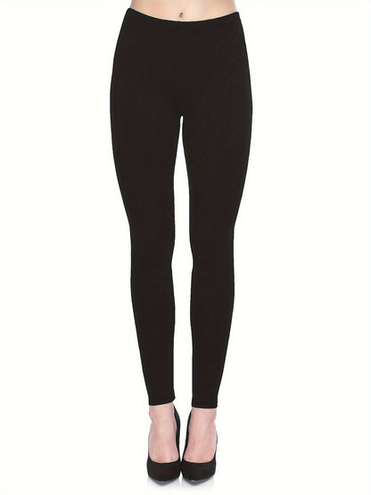 3-Pack High-Elasticity Slim-Fit 9/10 Length Pants - Solid Color Tight Waist All-Season Trousers, Machine Washable &amp; Dry Cleanable, Casual to Dressy Wear (Compatible with Skirts/Blouses) - Bulk Pack for Cost Savings &amp; Easy War