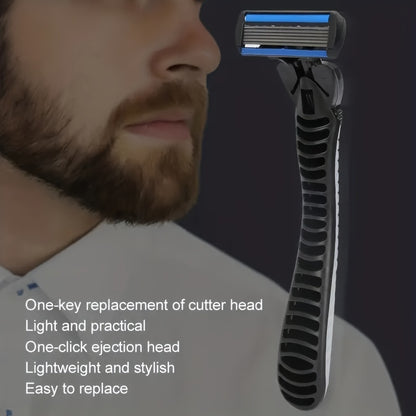 Men's Manual Razor, 6-layer Blades Razor, Non Slip Handle, Classic Men's Shaving Tools For Daily Use