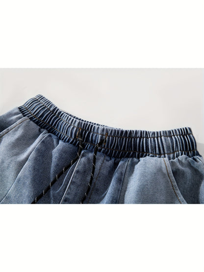 Classic Men's Denim Shorts - Casual Regular Fit Mid-Rise Drawstring Waist Lightweight Summer Shorts for Fishing, Hiking & Daily Wear, Jean Shorts