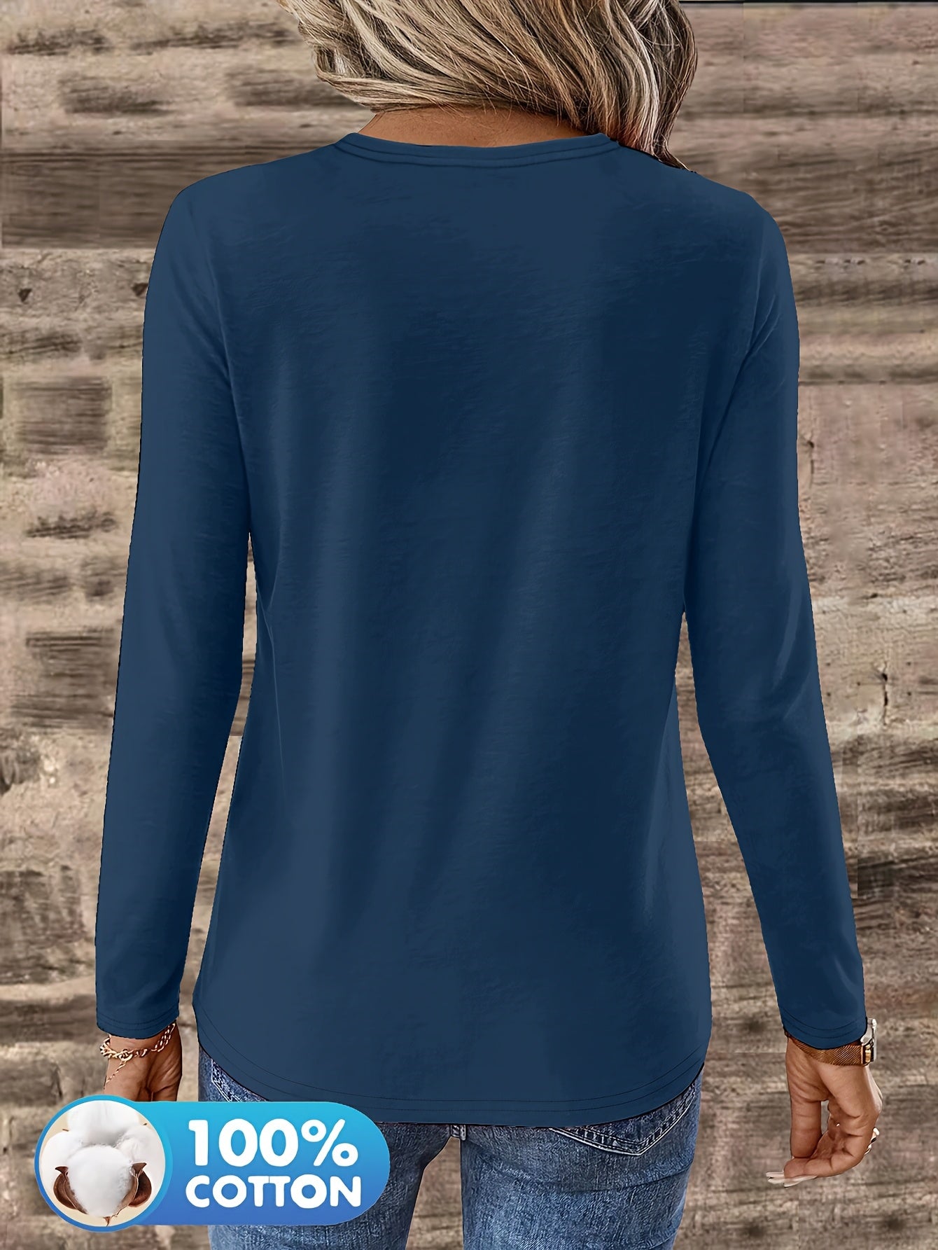 3pcs Women'S 100% V-Neck Long Sleeve T-Shirts - Soft, Durable, and Comfortable Casual Wear for All Seasons, Perfect for Holidays, Graduations, and Everyday Style, Everyday Comfort Wear | Minimalist Style | Soft Fabric Tee