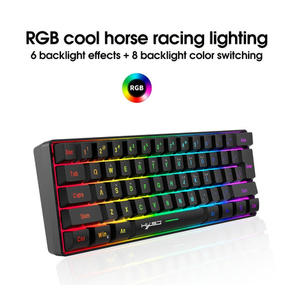 HXSJ Mini New Wired Thin Film Keyboard 61-key Mechanical Touch RGB Glow Multiple Quick Key Combination Suitable For Gaming And Office The Keyboard Is Wired Only