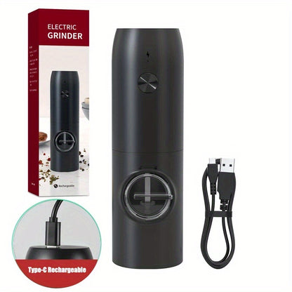 1pc/2pcs Option, Rechargeable Electric Salt And Pepper Grinder, Automatic Salt And Pepper Grinder with LED Light, Adjustable Coarseness, Large Capacity, Suitable for Home Kitchen Barbecue, Restaurant, Outdoor, Wedding Gift